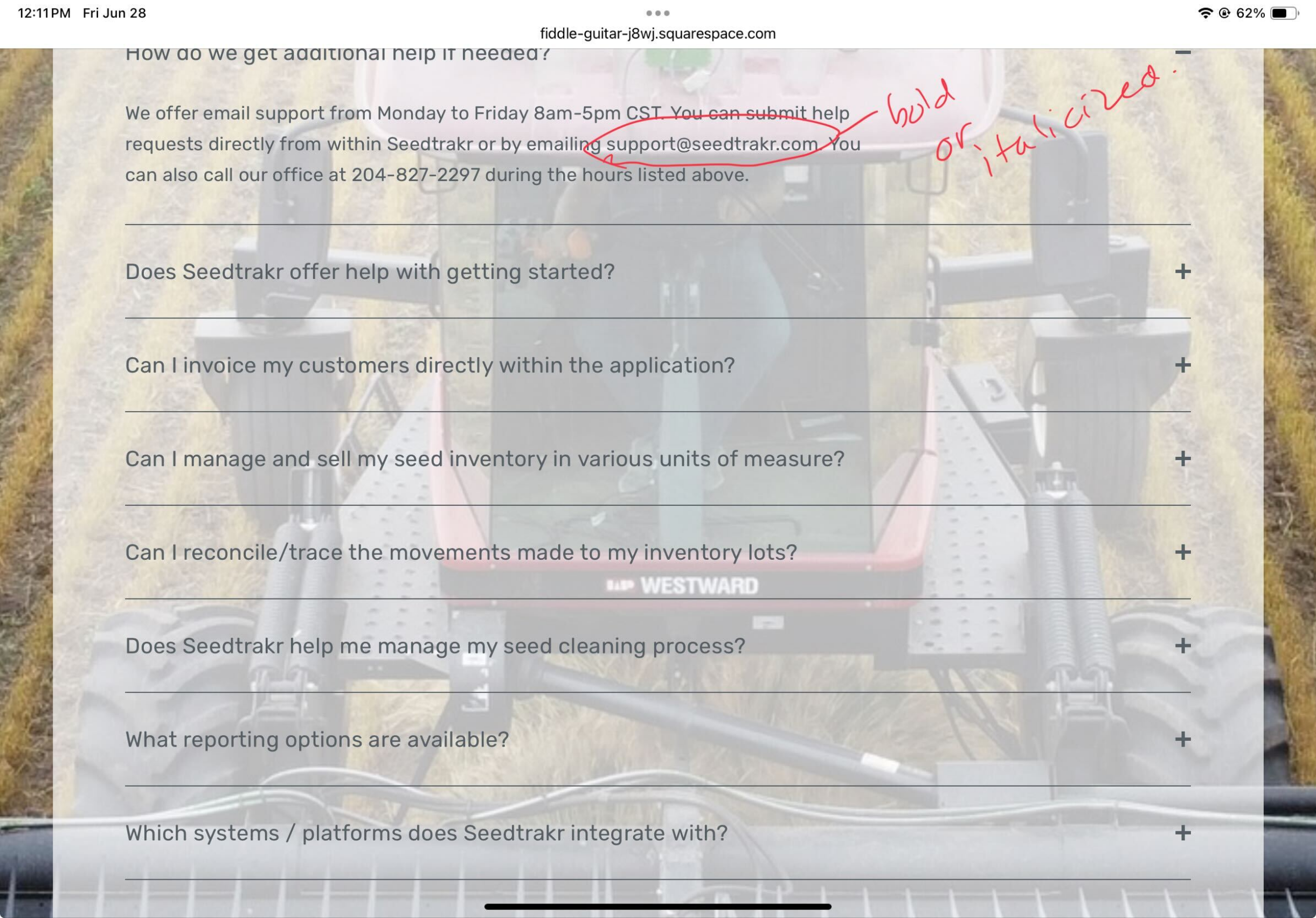 A screenshot of some feedback provided during the development of the website redesign.